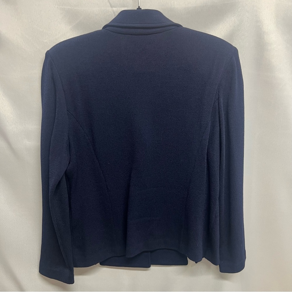 St John Navy Blue Blazer Santana Knit Gold Button Wool Blend 12 - Picture 2 of 6